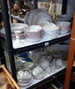 A Johnson Bros Dinner / tea service (2 shelves)