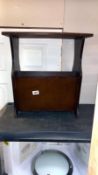 A vintage oak ply magazine rack with gilded leather top - Collection only
