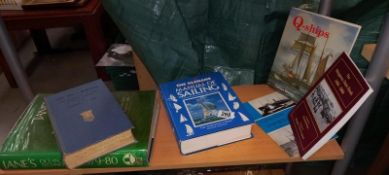 A selection of reference books on sailing including Cornish shipwrecks