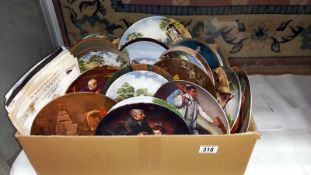 A box of collectable cabinet plates some with certificates - Collection only