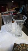 2 cut glass vases