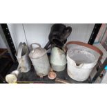 A full shelf of galvanised buckets & cans COLLECT ONLY