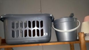 A laundry Basket, Cultery Tray, & Bucket etc.