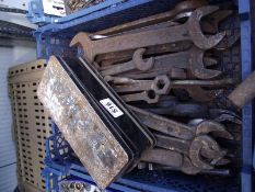 A box of vintage spanners - Collection Only