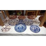 A quantity of blue and white plates etc - Collection only