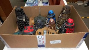 5 x Radio control Doctor Who Dalek (untested) and 2 Dalek bubble bath containers sealed with loose