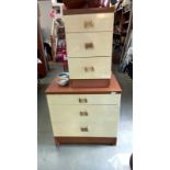 A vintage Melamine Bedroom chest of drawers and bedside drawers