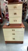 A vintage Melamine Bedroom chest of drawers and bedside drawers