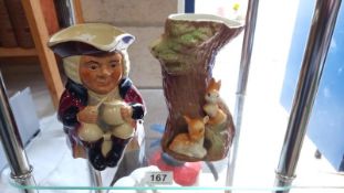 A Hornsea Royal fauna vase & a Tony wood Toby jug