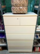 A white melamine chest of drawers - Collect only