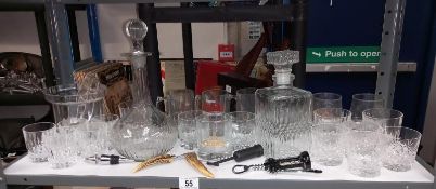 A Set of Drinking Glasses and 2 Decanters