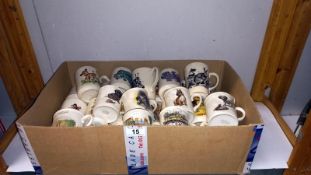 A large Box of Vintage Collectable Picture Mugs Including Dogs & Steam Trains etc.