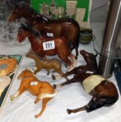 5 horse ornaments - 2 A/F