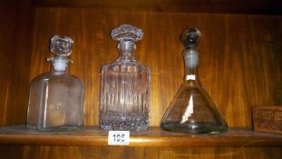 3 glass decanters