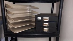A vintage metal office filing tray / shelf and filling drawers - Collection only