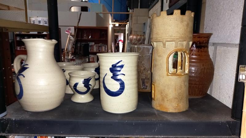 A Studio Pottery Drinks set and Vases - Image 2 of 2