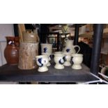 A Studio Pottery Drinks set and Vases