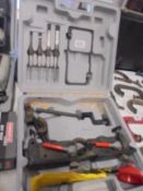 A cased set of tools etc.,