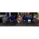 A Selection of 7 Coloured Art Glass Bud Vases