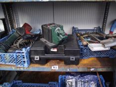 A shelf of saw's, sanders, drill sharperner etc - Collection Only