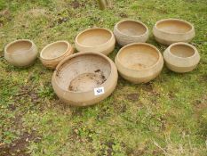 8 assorted brown garden pots