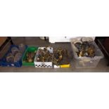 A good quantity of brass items from a lighting workshop including candelabra parts COLLECT ONLY