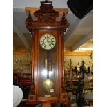 A Victorian mahogany double weight Vienna wall clock, COLLECT ONLY.