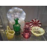 A good lot of Victorian and other coloured glass.