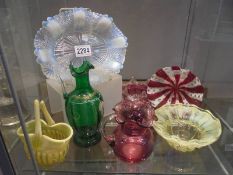 A good lot of Victorian and other coloured glass.