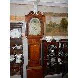 A good oak inlaid eight day Grandfather clock in working order, COLLECT ONLY.
