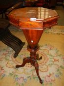 A Victorian mahogany trumpet sewing table, COLLECT ONLY.