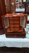 A vintage lacquered musical jewellery box & 1 other