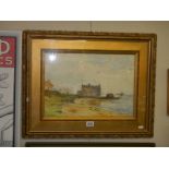 A gilt framed and glazed watercolour coastal scene, COLLECT ONLY.