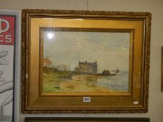 A gilt framed and glazed watercolour coastal scene, COLLECT ONLY.