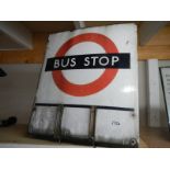 An old enamel double sided bus stop request sign, COLLECT ONLY.