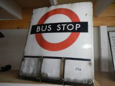 An old enamel double sided bus stop request sign, COLLECT ONLY.