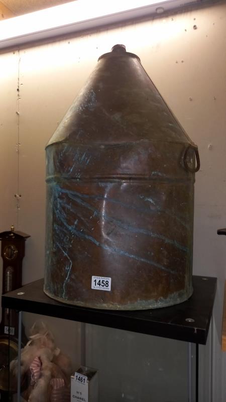 A large early 20c conical brass churn COLLECT ONLY - Image 2 of 2