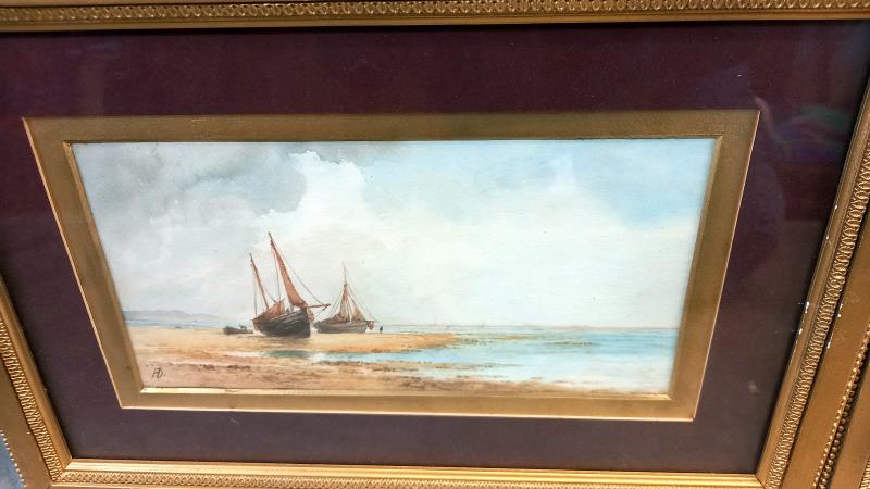A pair of framed and glazed seascape watercolours. - Image 2 of 8