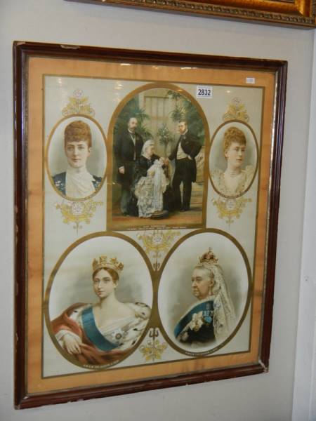 A framed and glazed montage of Queens including Victorian, COLLECT ONLY.