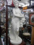 A tall heavy female statue, 80cm. COLLECT ONLY.