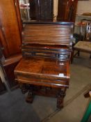 A small writing bureau converted from a piano with tambour top. Ht 111 cm, W 59 cm D 55 cm. COLLECT