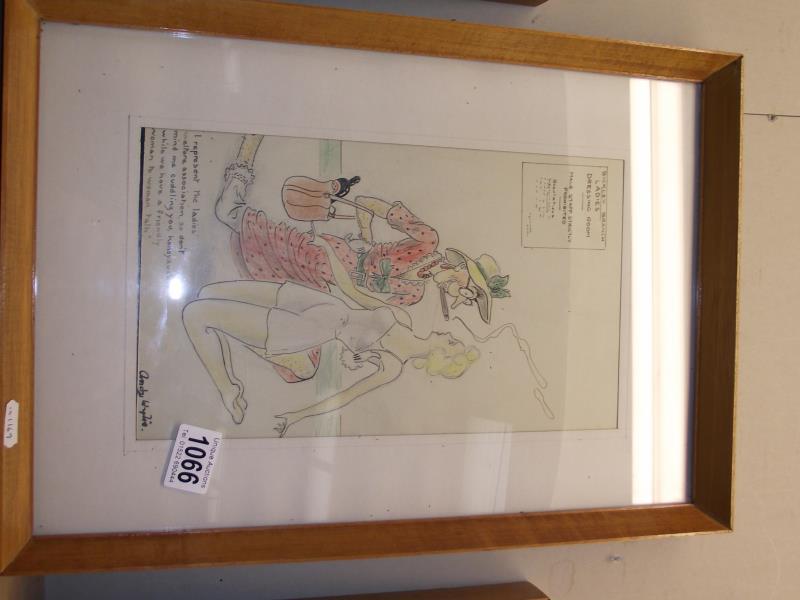 3 framed and glazed original pen and ink cartoon drawings by Andy Wylie (Saucy 1950's humour) - Image 4 of 4