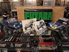 Tamiya Sand Rover and holiday buggy remote control cars and 3 boxed Acoms AP -227 and a Futalsa R/