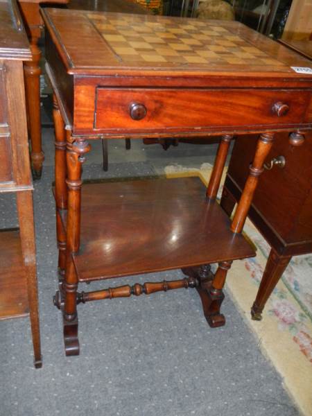 A Victorian mahogany games table with chess board top, COLLECT ONLY.