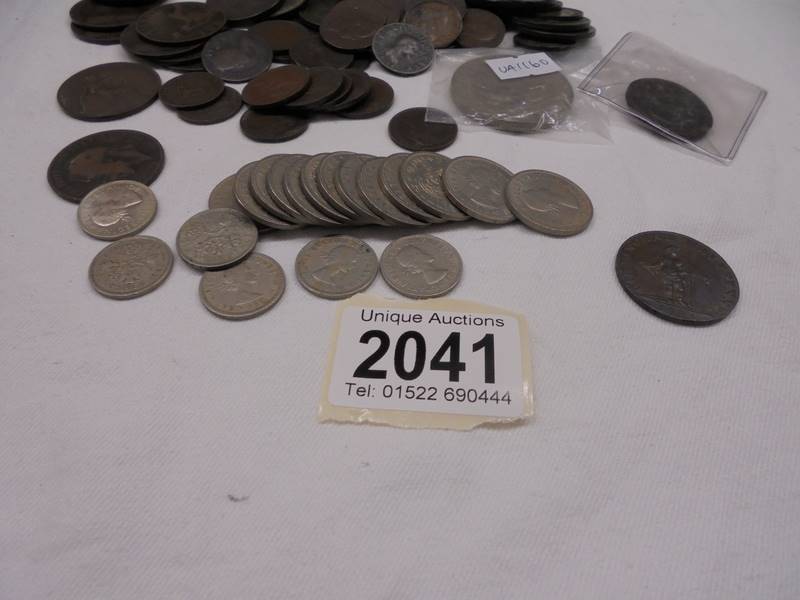 A mixed lot of copper coins etc., including Birmingham half penny. - Image 3 of 4