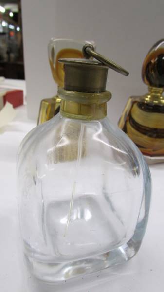 Four coloured perfume bottles and two clear glass bottles. - Image 7 of 7