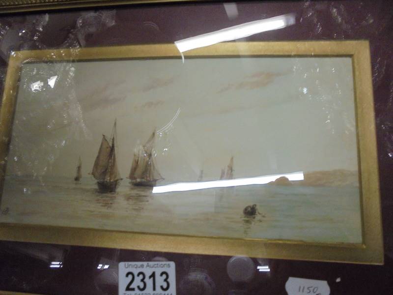 A pair of framed and glazed seascape watercolours. - Image 7 of 8