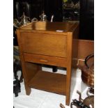A vintage oak sewing machine work box and contents 39cm x 29cm x 57cm COLLECT ONLY