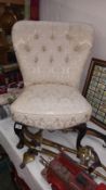 A deep buttoned wing back nursing chair, COLLECT ONLY