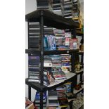 Five shelves of CD's and DVD's, COLLECT ONLY.